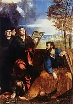 Painting of Saint John and Saint Bartholomew by Dosso Dossi, 1527
