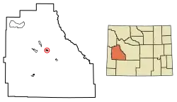 Location of Pinedale in Sublette County, Wyoming.