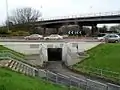 A pedestrian and cyclist subway under a roundabout in Cardiff, Wales