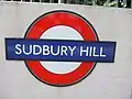 Roundel on westbound platform