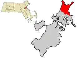 Location in Suffolk County and the state of Massachusetts