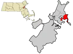 Location in Suffolk County and the state of Massachusetts