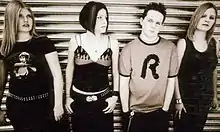 SugarComa in 2001. From left to right: Claire Simson, Jessica Mayers, James Cuthbert and Heidi Fisk