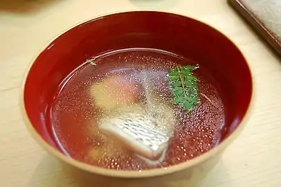 Suimono (clear soup) with red seabream