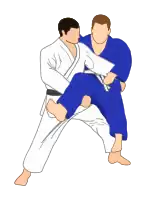 Illustration of judoka performing Sukui-nage throw