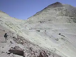 Tracks in a sulfur mine on Aucanquilcha