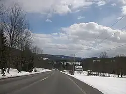 County Route 149 as it passes through the snowy landscape of the Town of Callicoon.