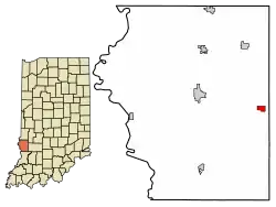Location of Dugger in Sullivan County, Indiana.