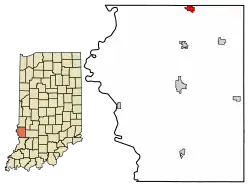 Location of Farmersburg in Sullivan County, Indiana.