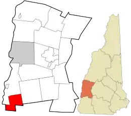 Location in Sullivan County and the state of New Hampshire.