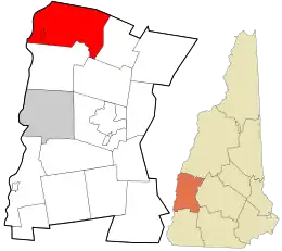 Location in Sullivan County and the state of New Hampshire.