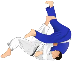 Vector illustration of Sumi-gaeshi Judo sacrifice throw.