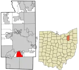 Location in Summit County and the state of Ohio.