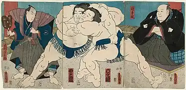Sumo wrestling scene c. 1851