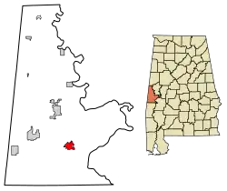 Location of Bellamy in Sumter County, Alabama.