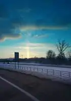 A sun pillar seen in Ohio in January 2015.