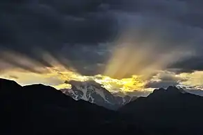 Crepuscular rays in Hunza Valley, Pakistan