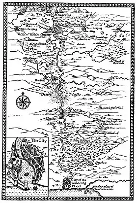 First modern-style fantasy map: the Frontispiece map in William Morris's 1897 The Sundering Flood 