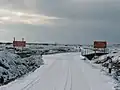 Sunderland point signs in snow