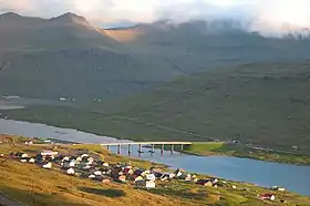 The Sundini sound at Norðskáli, Faroe Islands, is crossed by the Streymin Bridge