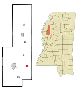 Location of Moorhead, Mississippi