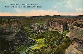 Sunset Route, Mile Canyon, Texas, circa 1908 source Curt Teich & Co. postcard