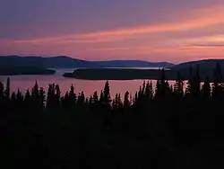 View from Sunday Hill of sunset over Little Lake.