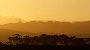 Sunset over Poraiti Hills