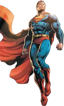 Superman with his cape billowing