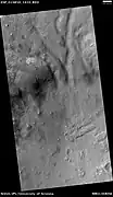 Surface in Argyre quadrangle as seen by HiRISE, under the HiWish program.  This is the image of the surface from a single HiRISE image.  The scale bar at the top is 500 meters long.