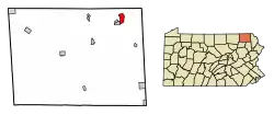 Location of Lanesboro in Susquehanna County, Pennsylvania.