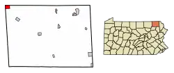 Location of Little Meadows in Susquehanna County, Pennsylvania.