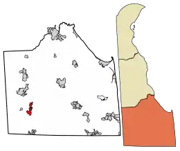 Location of Laurel in Sussex County, Delaware.