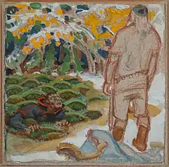 Joukahainen in the mire, Great Kalevala by Akseli Gallen-Kallela, 1925