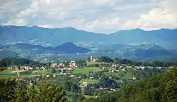 The village of Sveti Vrh in the Municipality of Mokronog-Trebelno