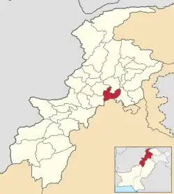 Location of Swabi District (highlighted in red) within Khyber Pakhtunkhwa