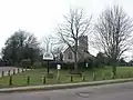 Village green, Church and sign