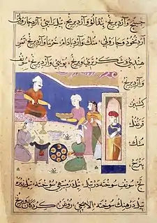 A page from Nimatnama-i-Nasiruddin-Shahi showing samosas being served.