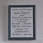Memorial to Ralph and Constantia Arnold, Swerford (after 1970)