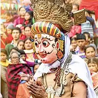 Dancer dressed as Sveta Bhairava from Bhaktapur, Nepal.