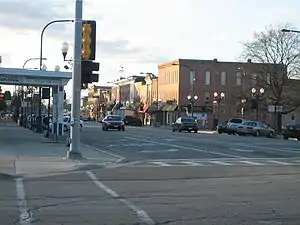 Downtown Sycamore - Looking west from State Street and Main Street.