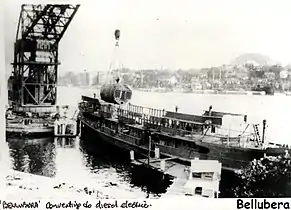 Removal of boiler during conversion from steam to diesel-electric propulsion, 1935/36