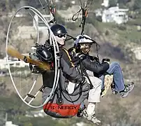 A tandem powered paraglider