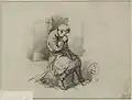 "Sitting Peasant" (Siedzący wieśniak). Ink on paper, 1852