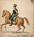 "Mounted Rifleman of Polish Royal Guards". Watercolor on paper.