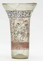 Syrian beaker, probably with Christ's Entry into Jerusalem. One of a pair, perhaps for the Crusader market.