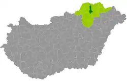 Szikszó District within Hungary and Borsod-Abaúj-Zemplén County.