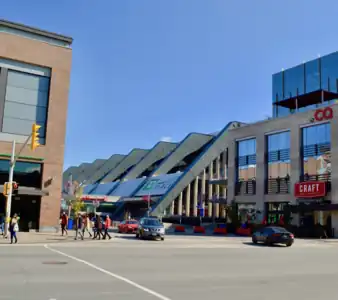 Main entrance in 2019 from Bank Street