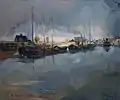 Kaarel Liimand (1906–1941). Riverboats on Emajõgi. 1938. Canvas, oil.
