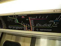 Sample active route map on display in the interior mockup of the Toronto Rocket car